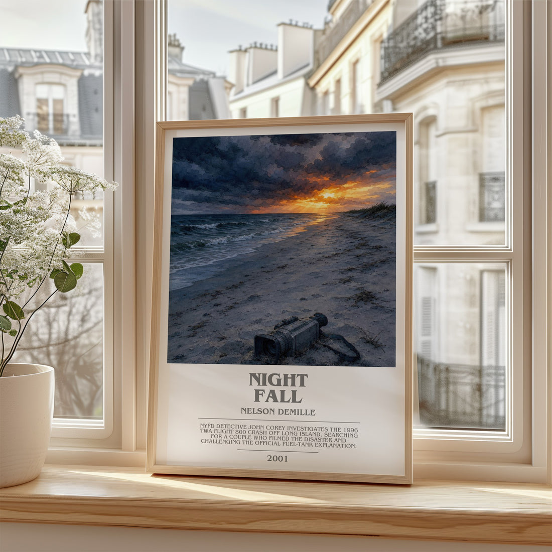 Night Fall bookish poster colour and style options – Nelson DeMille book art (mockup)