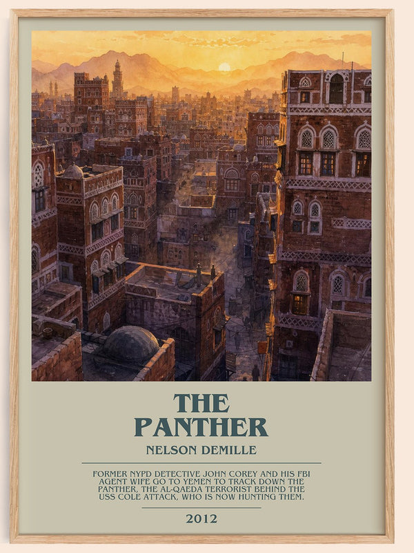 The Panther bookish book poster by Nelson DeMille – framed literary art print