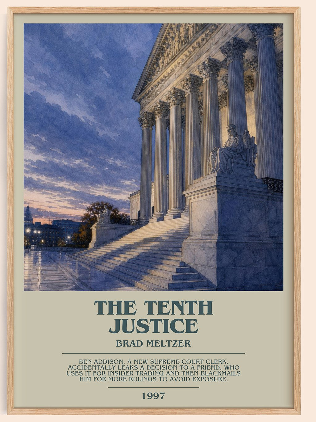 The Tenth Justice bookish book poster by Brad Meltzer – framed literary art print