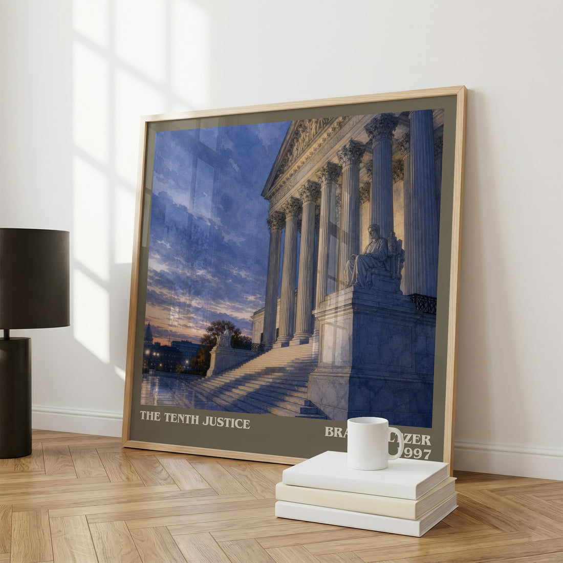 The Tenth Justice literary print framed by window – literary home decor