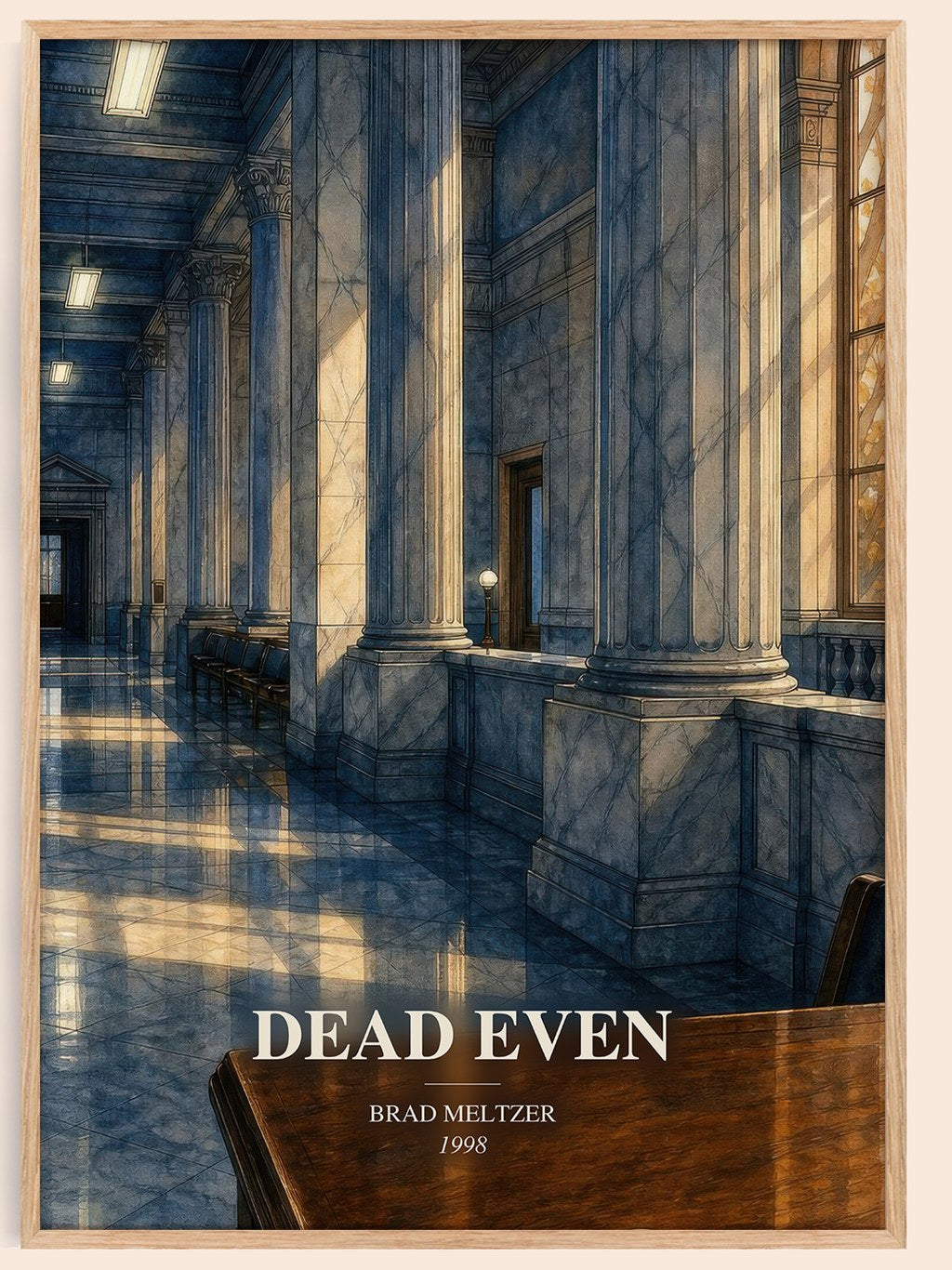 Dead Even watercolour book poster by Brad Meltzer – framed literary art print
