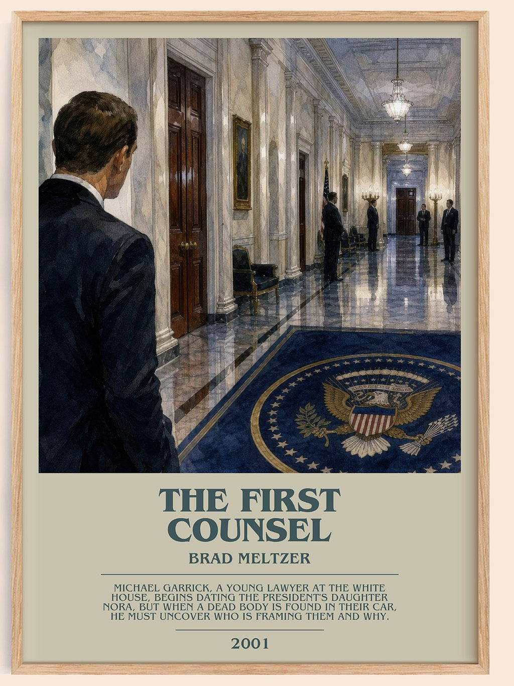 The First Counsel bookish book poster by Brad Meltzer – framed literary art print