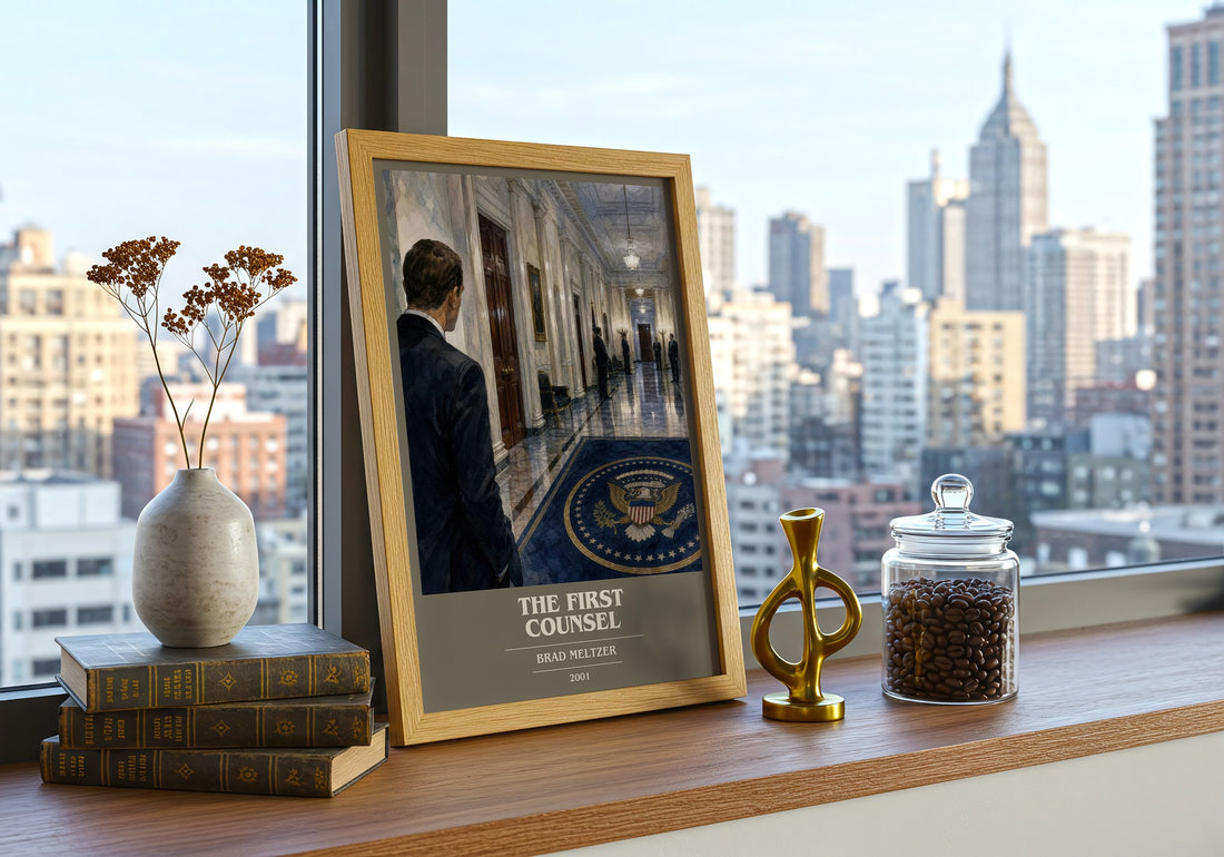The First Counsel book cover print framed by window – literary home decor
