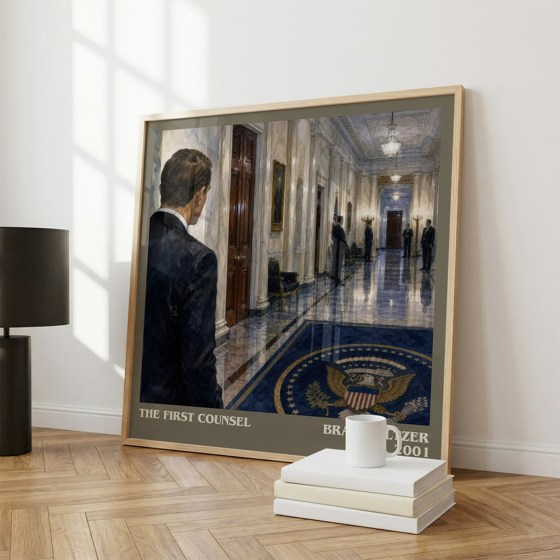 The First Counsel literary print framed by window – literary home decor