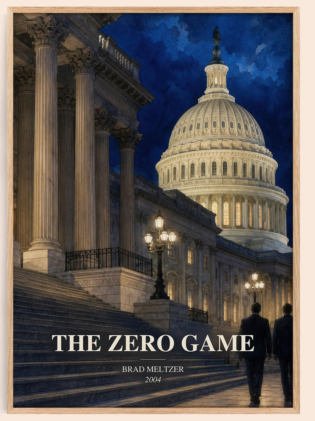 The Zero Game watercolour book poster by Brad Meltzer – framed literary art print