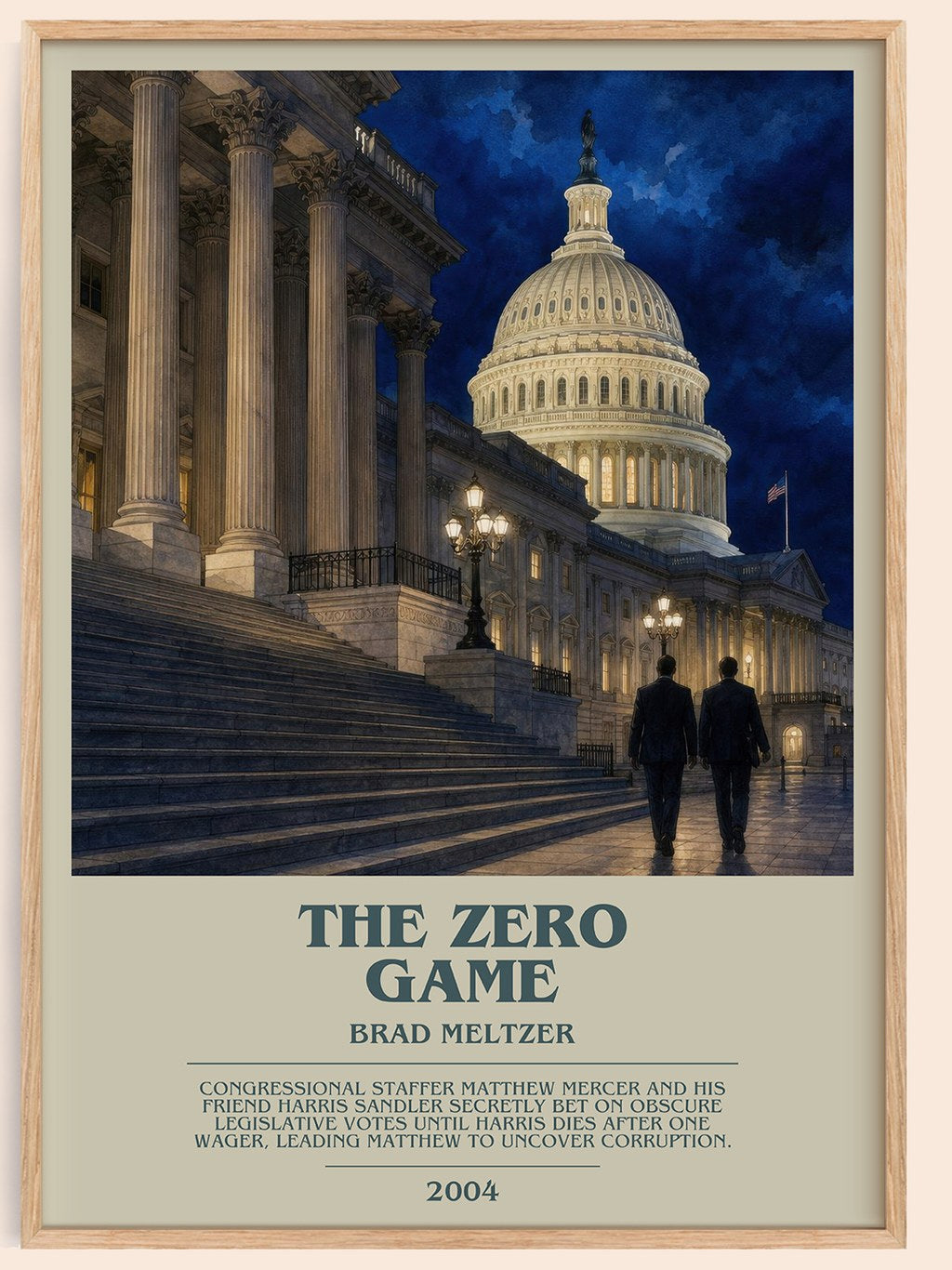 The Zero Game bookish book poster by Brad Meltzer – framed literary art print