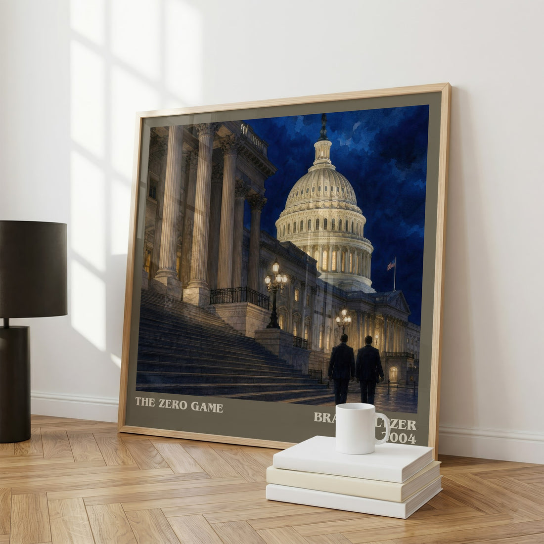 The Zero Game literary print framed by window – literary home decor