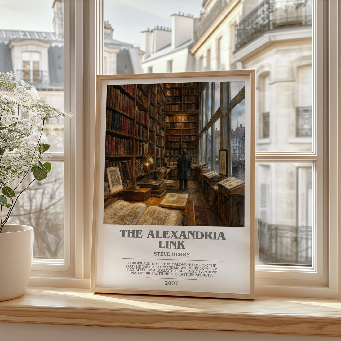 The Alexandria Link bookish poster colour and style options – Steve Berry book art
