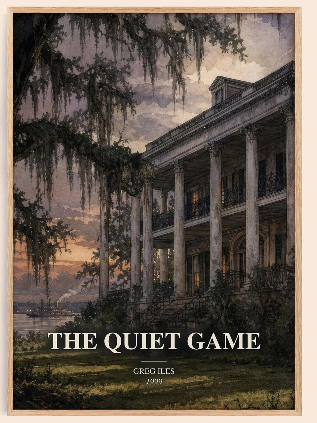 The Quiet Game watercolour book poster by Greg Iles – framed literary art print