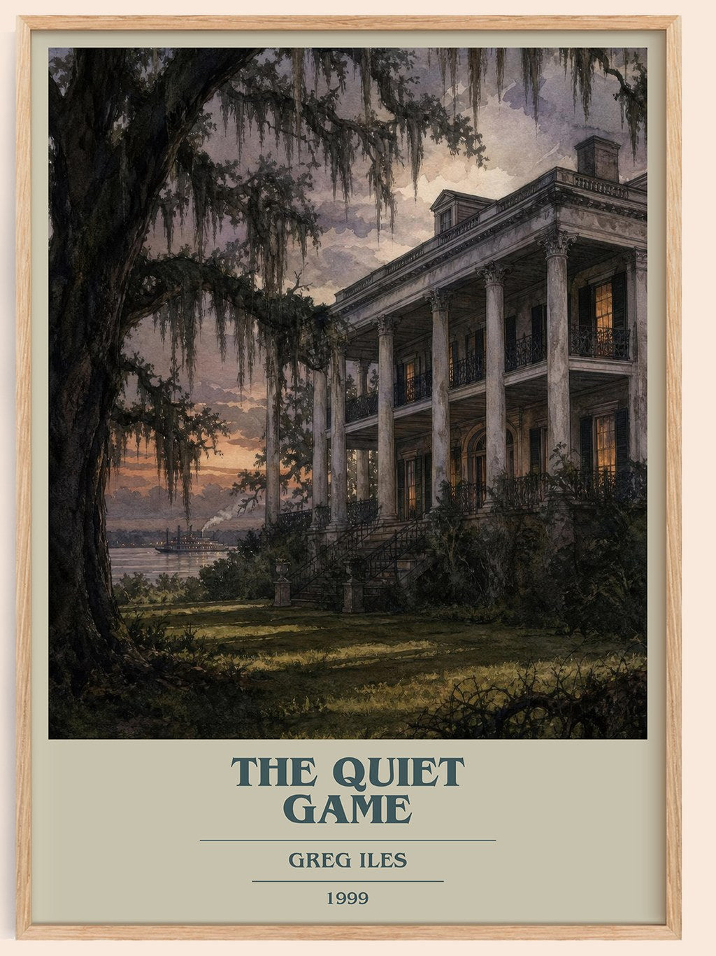 The Quiet Game book cover book poster by Greg Iles – framed literary art print