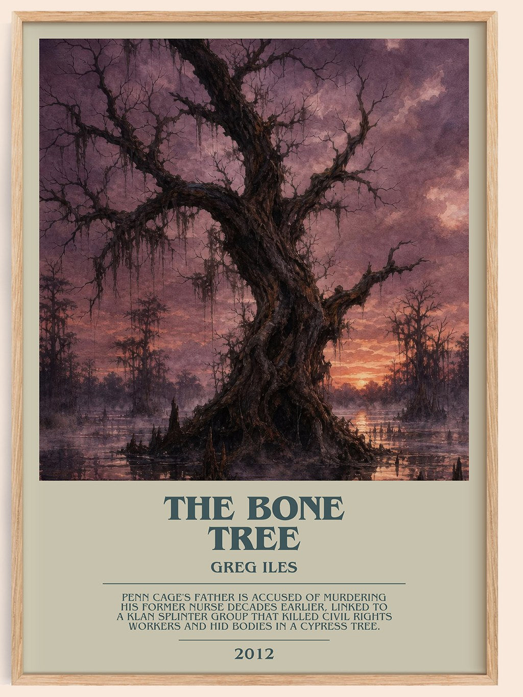 The Bone Tree bookish book poster by Greg Iles – framed literary art print