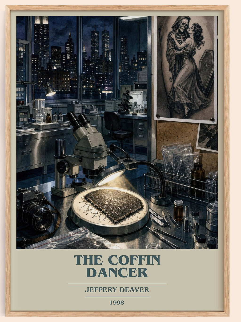 The Coffin Dancer book cover book poster by Jeffery Deaver – framed literary art print