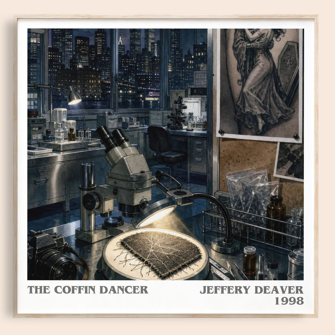 The Coffin Dancer literary book poster by Jeffery Deaver – framed literary art print