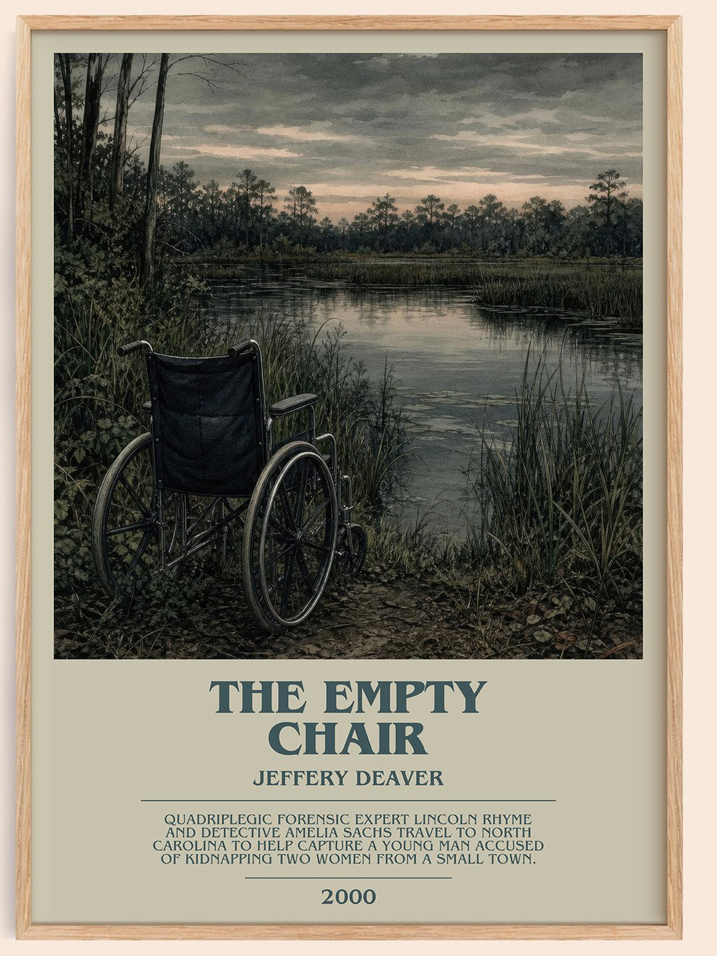 The Empty Chair bookish book poster by Jeffery Deaver – framed literary art print