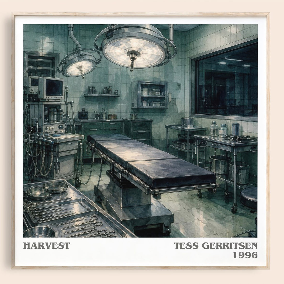 Harvest literary book poster by Tess Gerritsen – framed literary art print