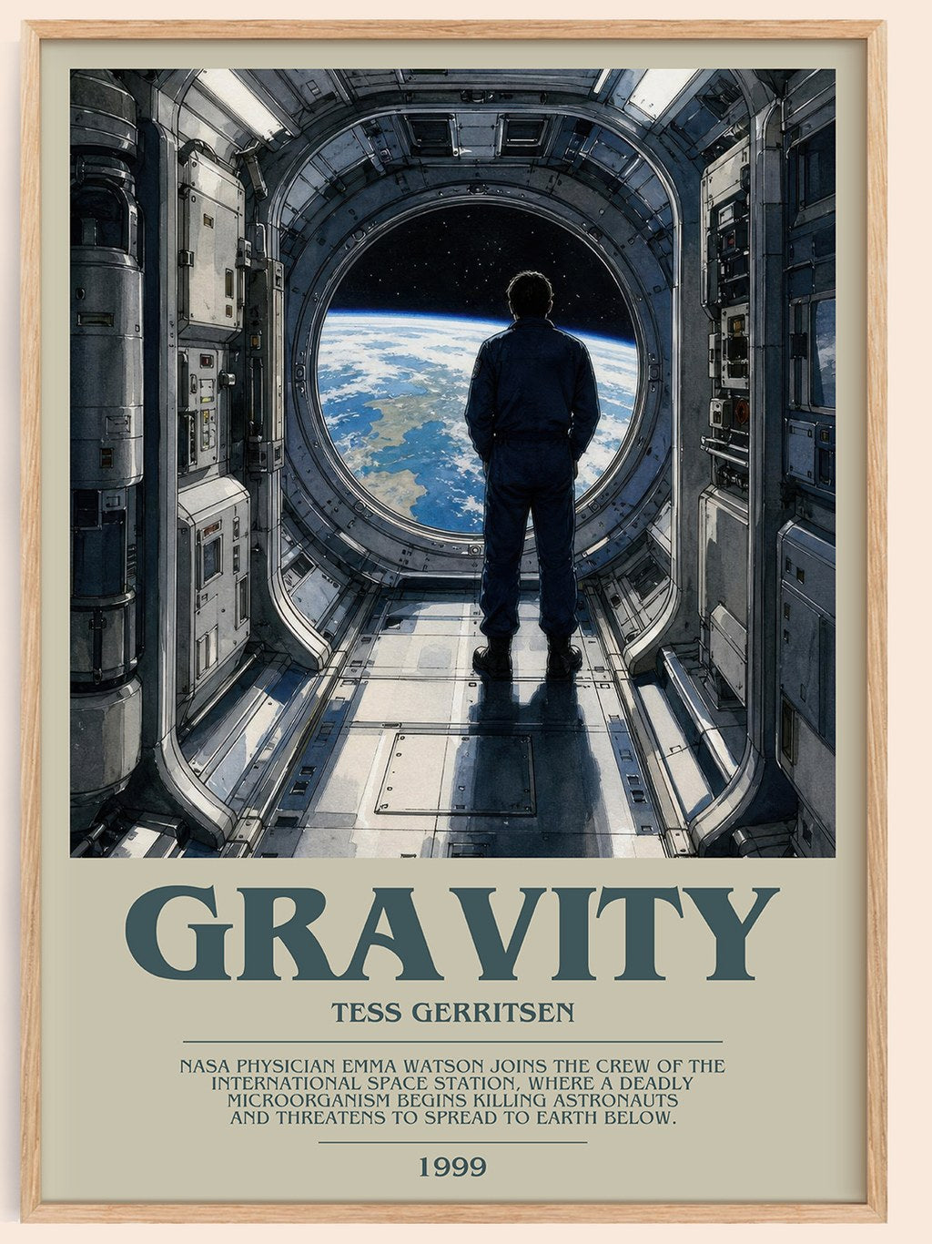 Gravity bookish book poster by Tess Gerritsen – framed literary art print