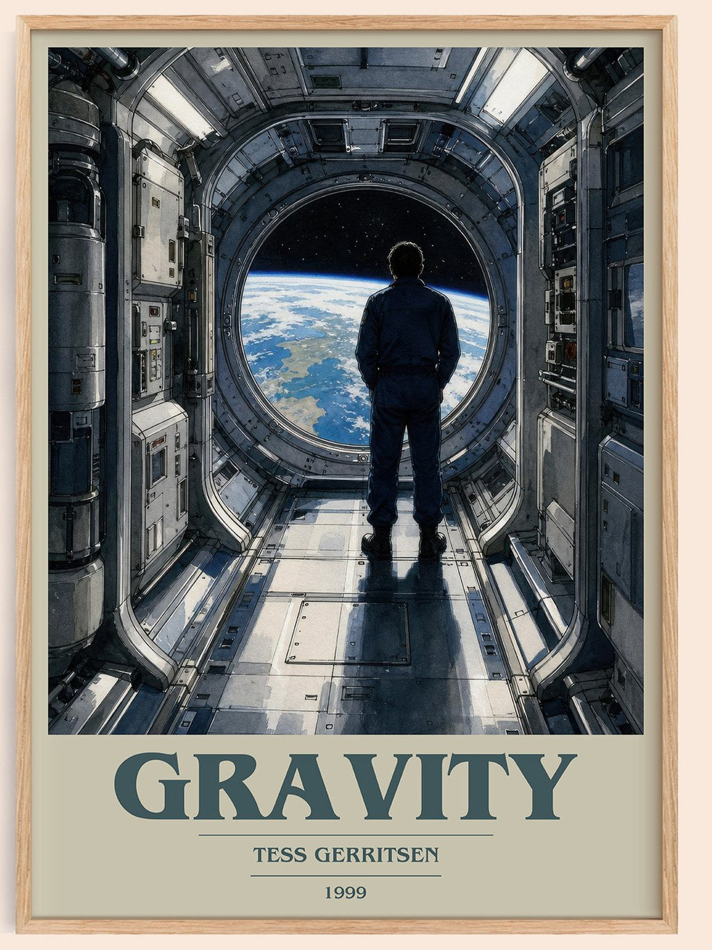 Gravity book cover book poster by Tess Gerritsen – framed literary art print