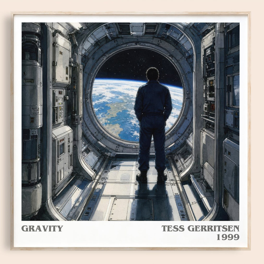Gravity literary book poster by Tess Gerritsen – framed literary art print