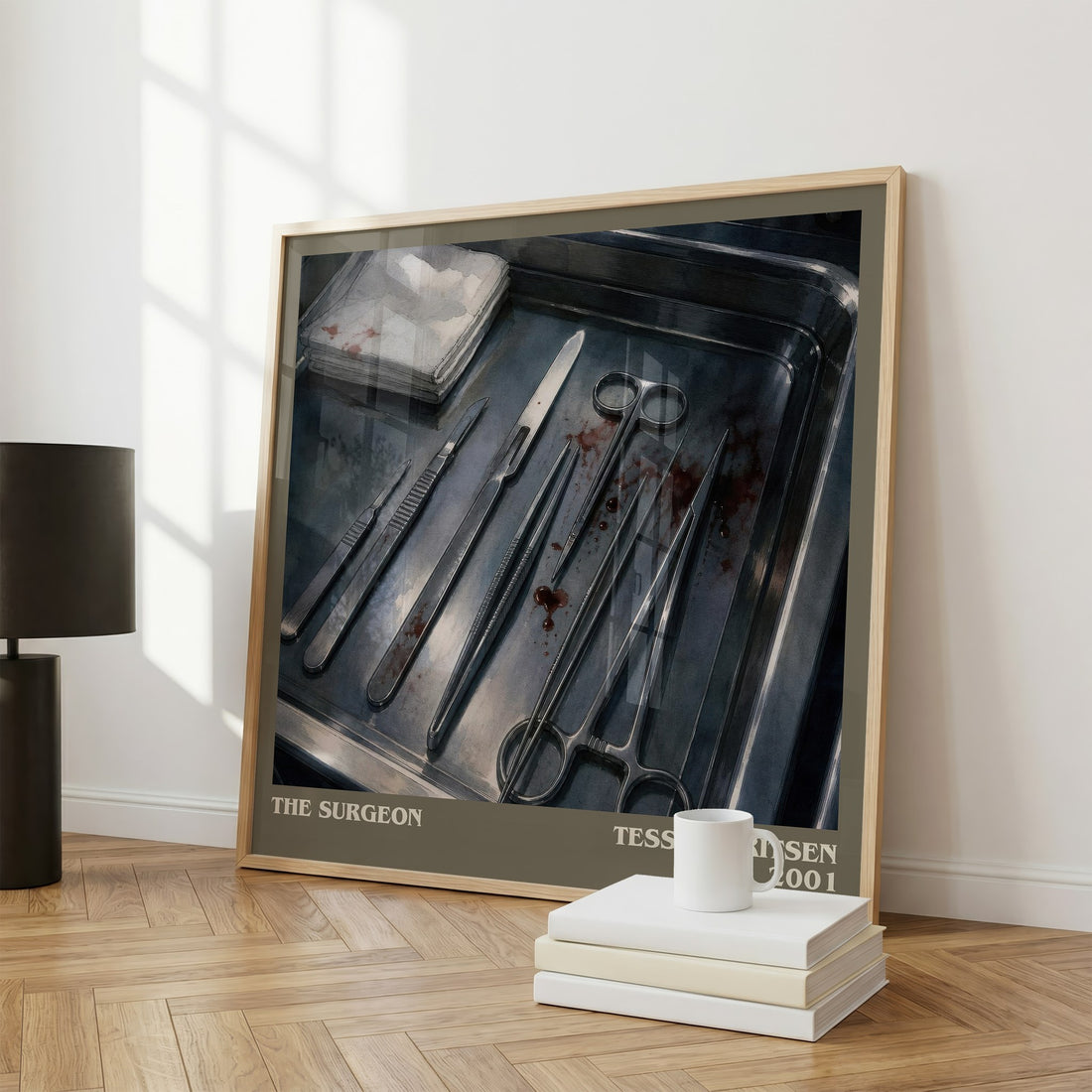 The Surgeon literary print framed by window – literary home decor