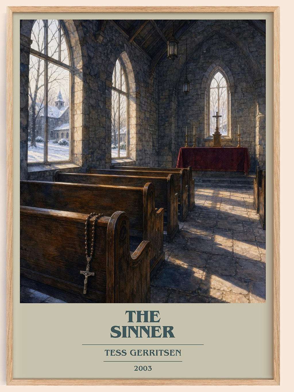 The Sinner book cover book poster by Tess Gerritsen – framed literary art print