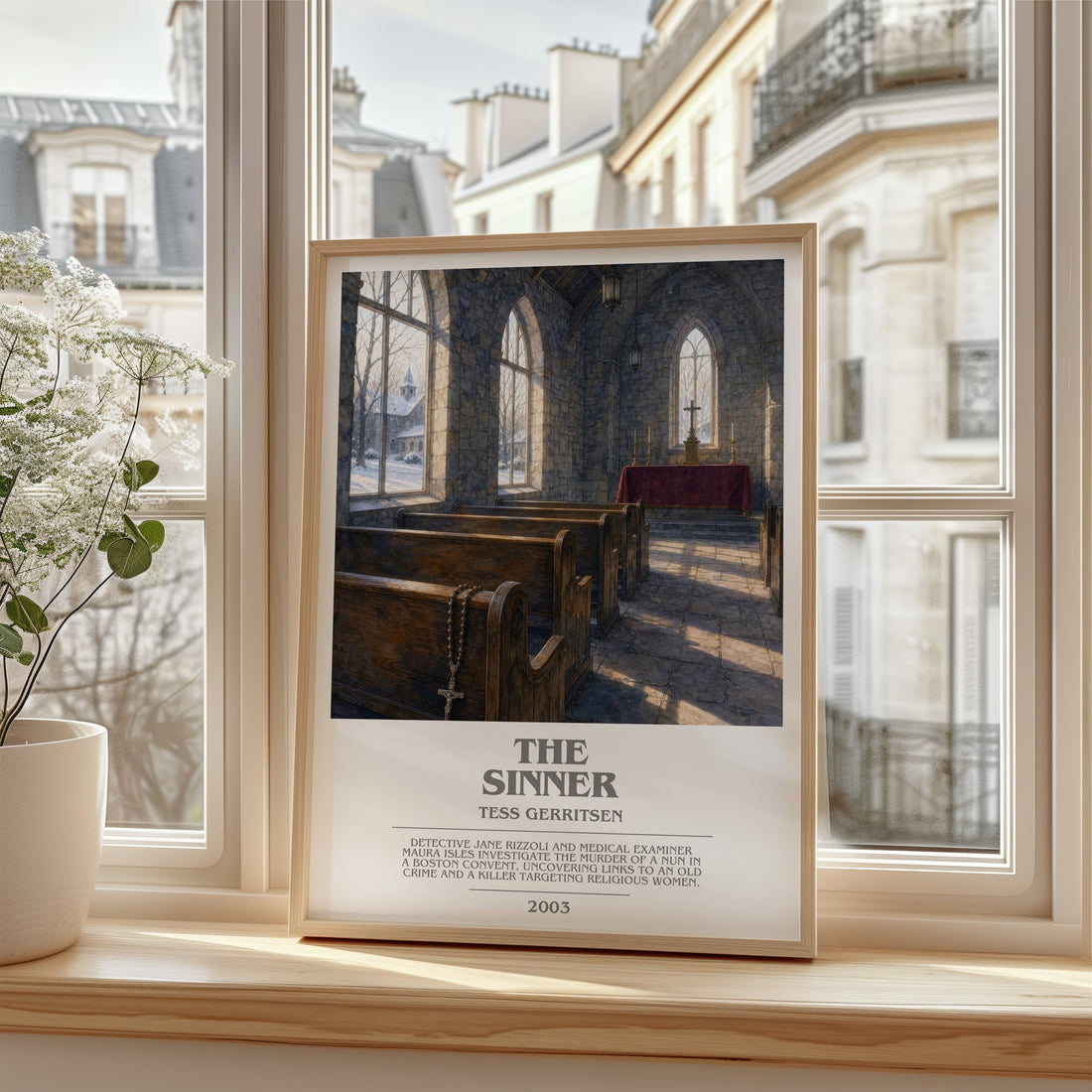 The Sinner bookish poster colour and style options – Tess Gerritsen book art