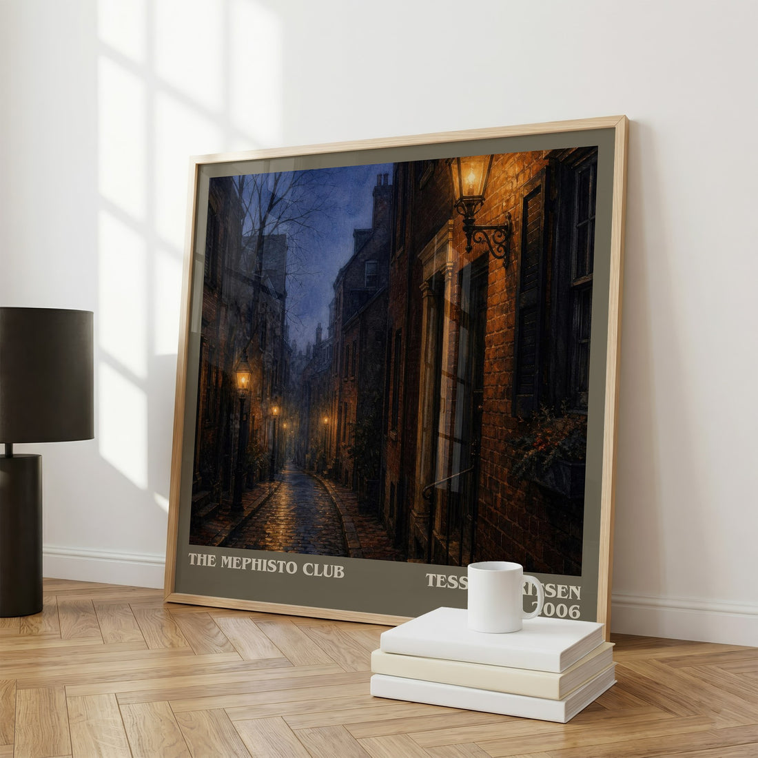 The Mephisto Club literary print framed by window – literary home decor