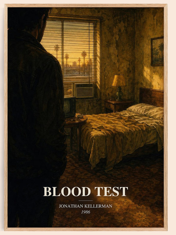 Blood Test watercolour book poster by Jonathan Kellerman – framed literary art print