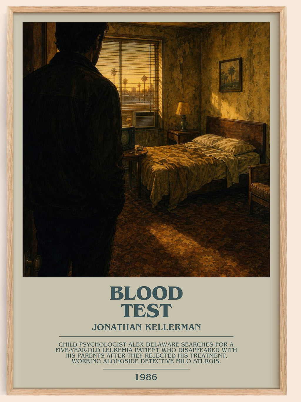 Blood Test bookish book poster by Jonathan Kellerman – framed literary art print