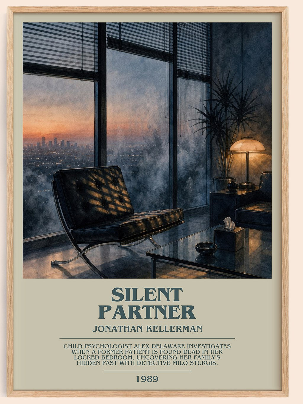Silent Partner bookish book poster by Jonathan Kellerman – framed literary art print