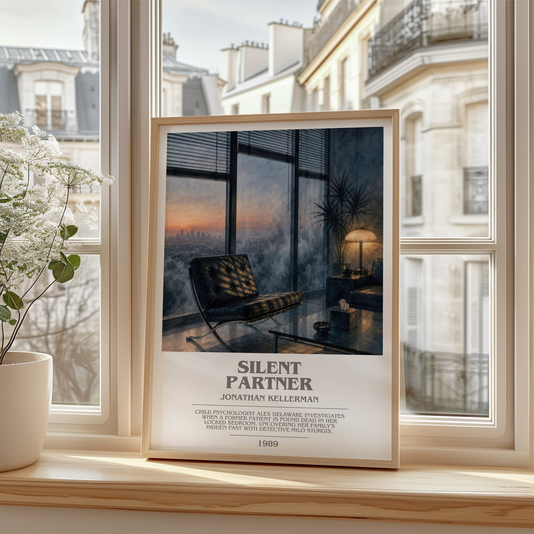 Silent Partner bookish poster colour and style options – Jonathan Kellerman book art