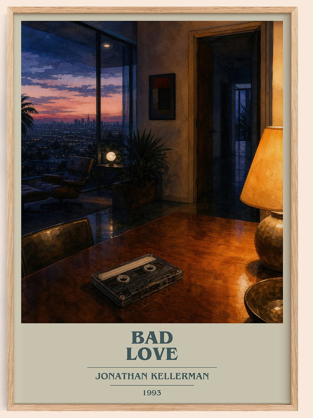 Bad Love book cover book poster by Jonathan Kellerman – framed literary art print