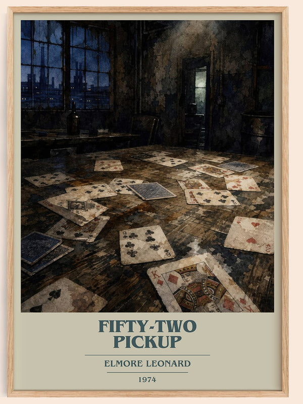 Fifty-Two Pickup book cover book poster by Elmore Leonard – framed literary art print