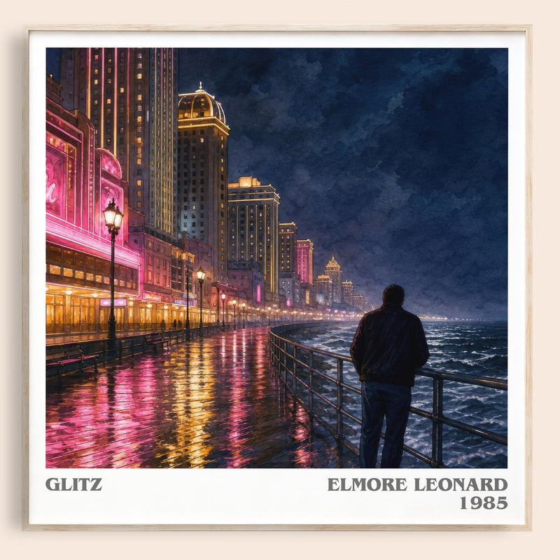 Glitz literary book poster by Elmore Leonard – framed literary art print