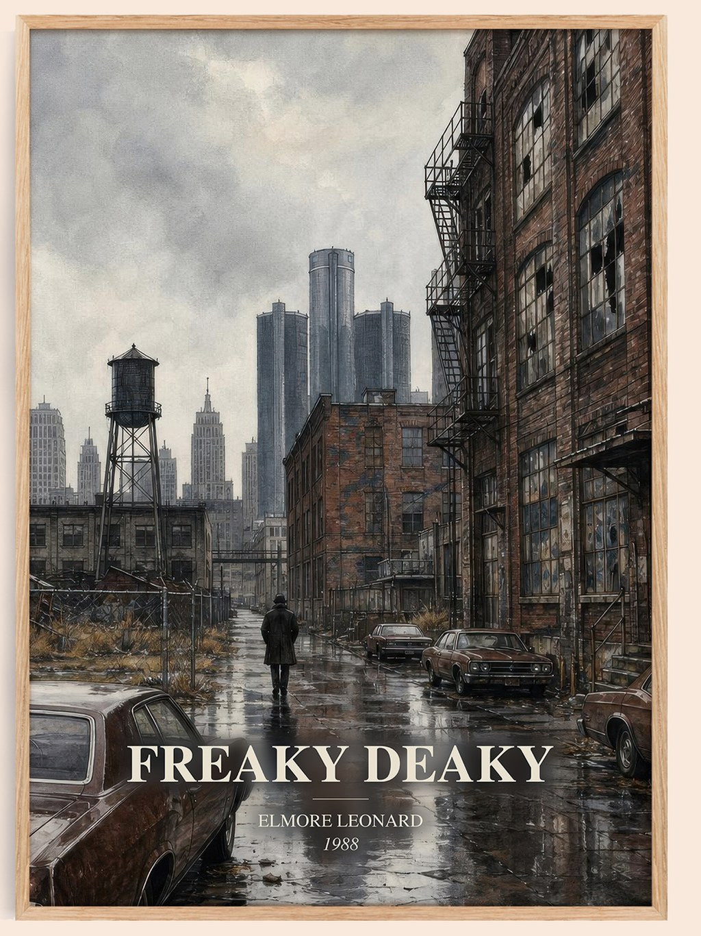 Freaky Deaky watercolour book poster by Elmore Leonard – framed literary art print
