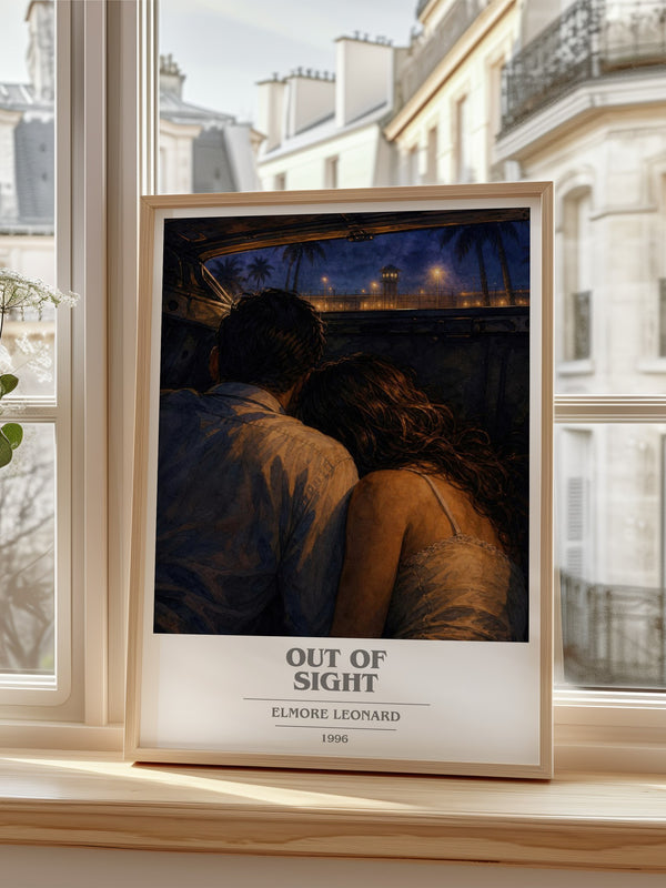 Out of Sight book cover poster colour and style options – Elmore Leonard book art