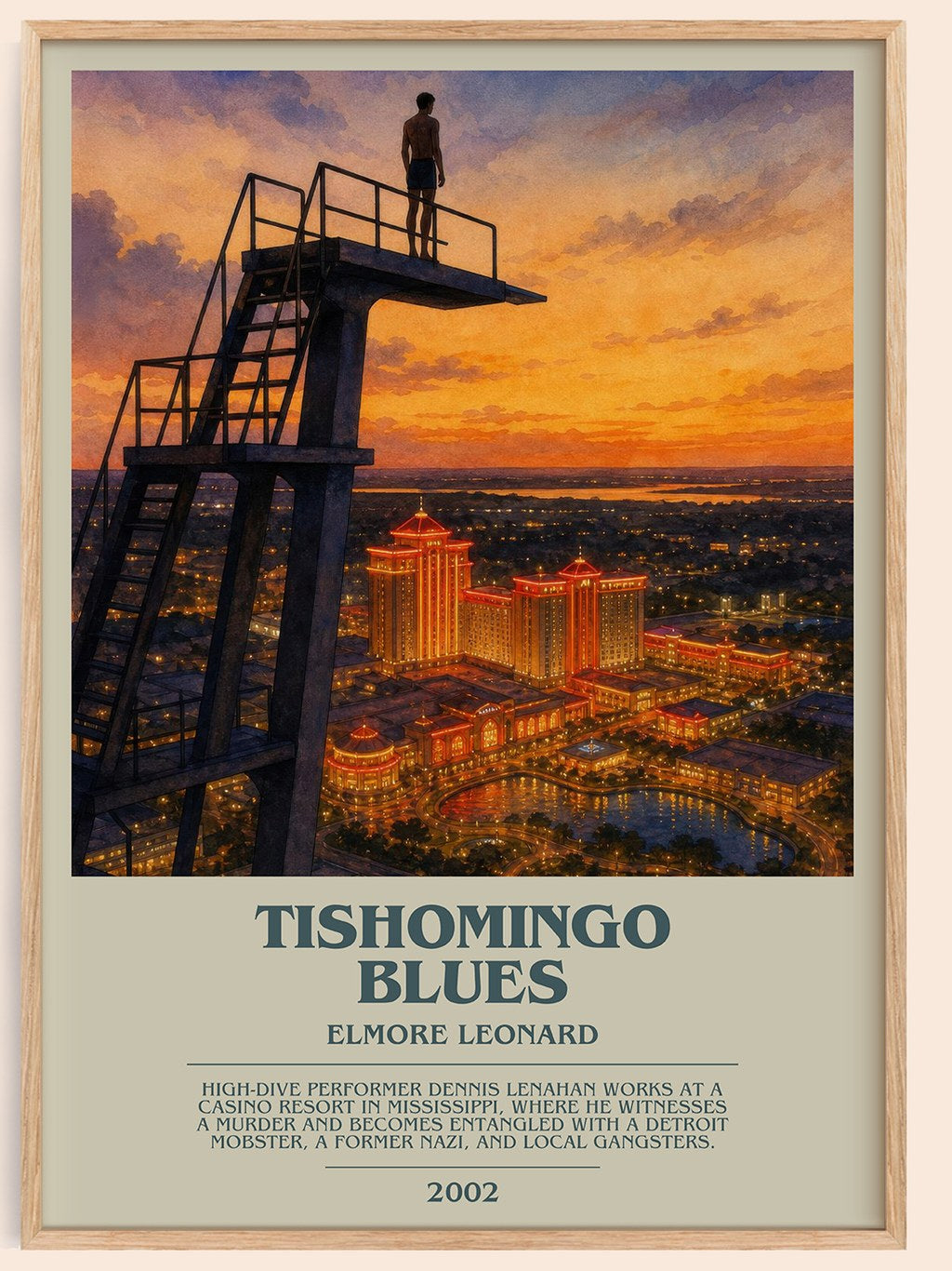 Tishomingo Blues bookish book poster by Elmore Leonard – framed literary art print