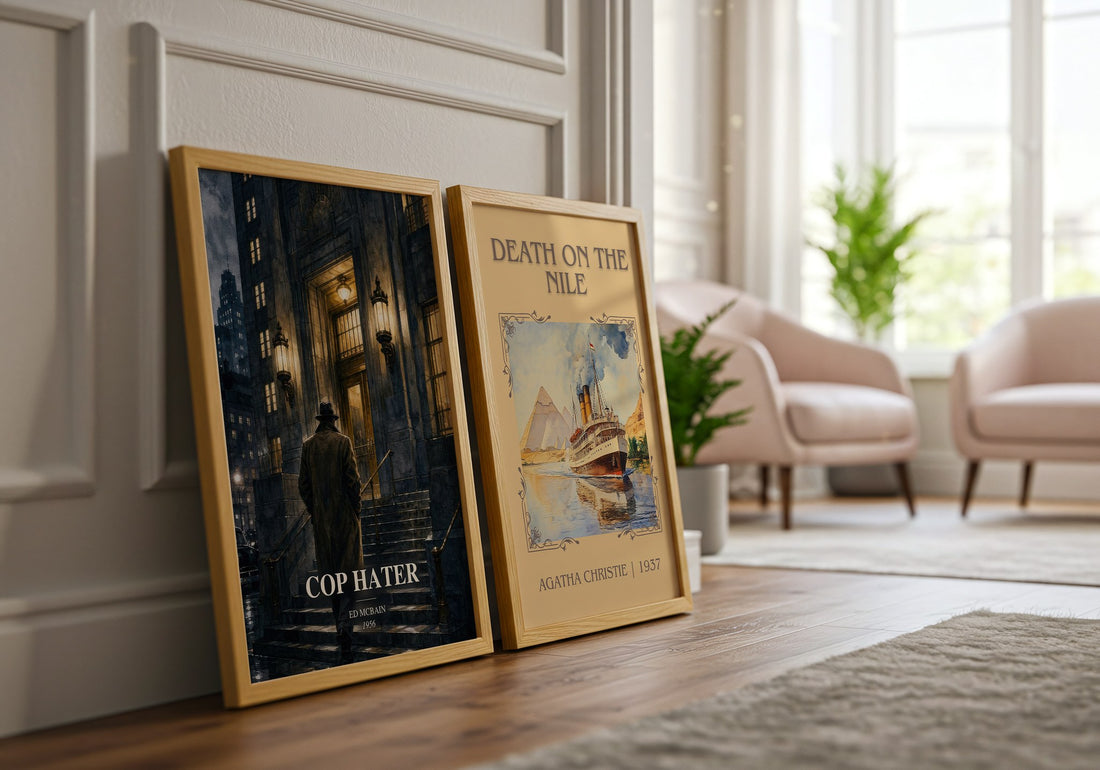 Cop Hater watercolour print framed by window – literary home decor