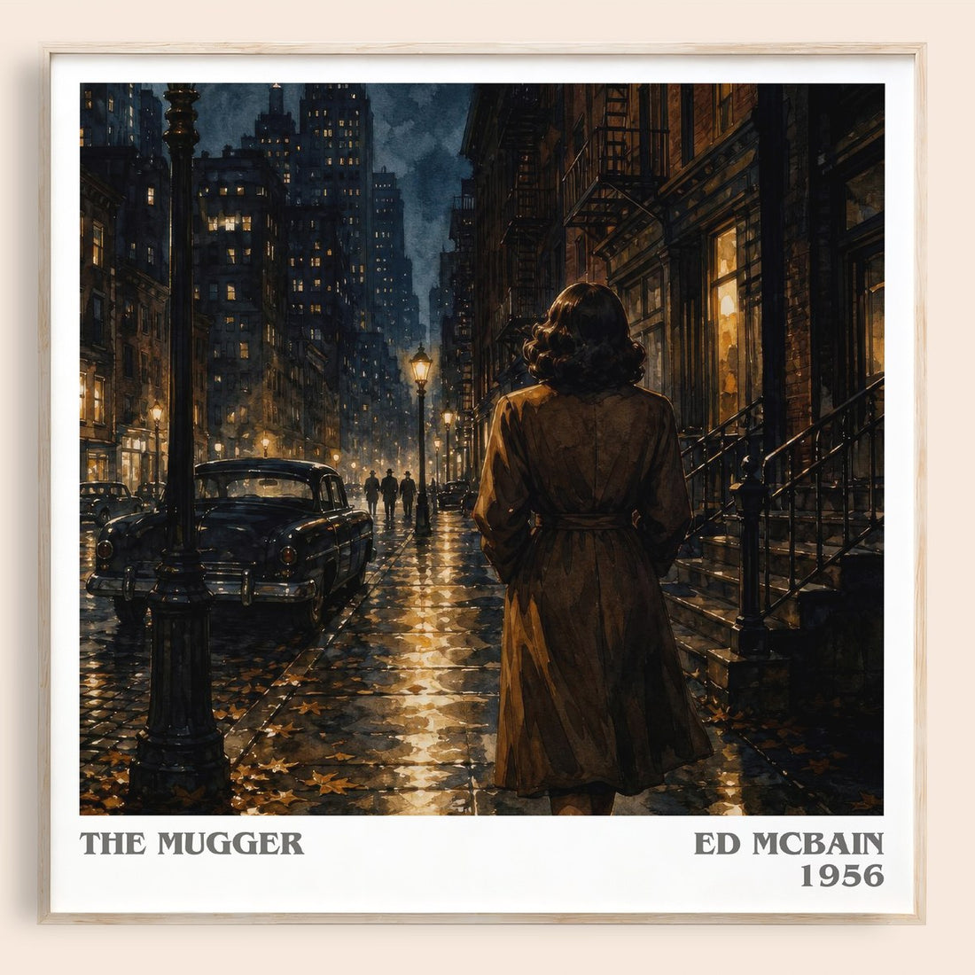 The Mugger literary book poster by Ed McBain – framed literary art print