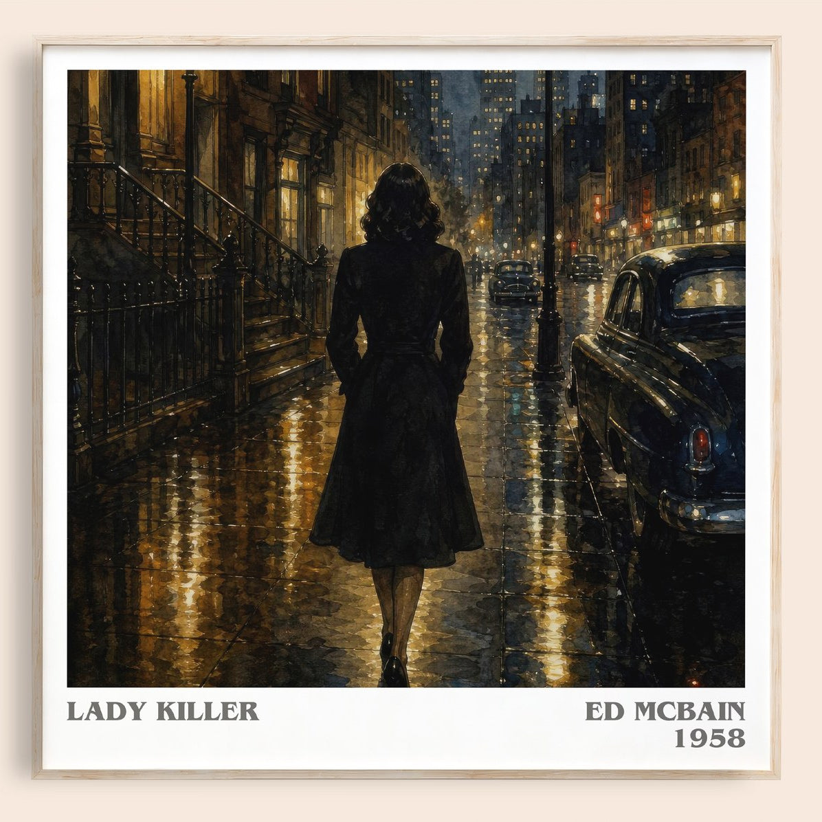 Lady Killer literary book poster by Ed McBain – framed literary art print