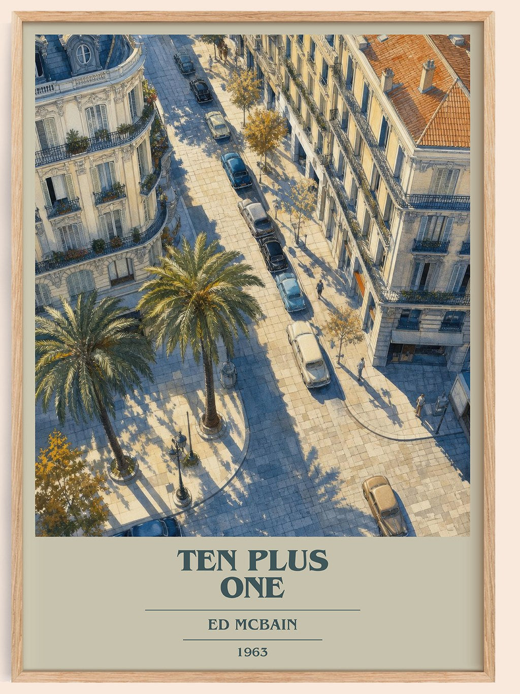 Ten Plus One book cover book poster by Ed McBain – framed literary art print