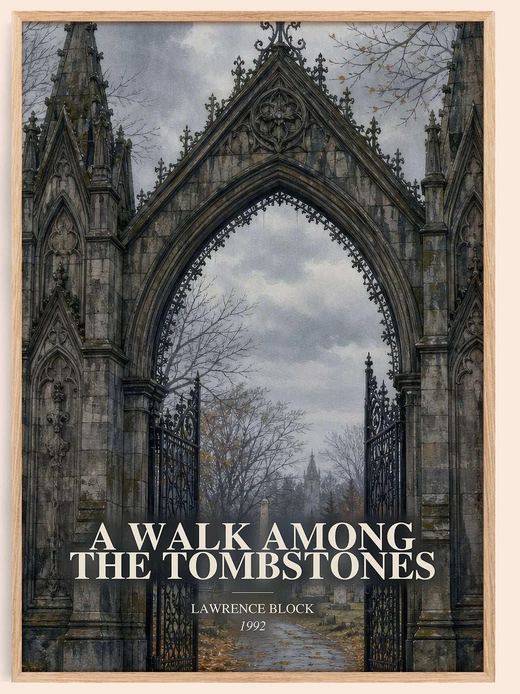 A Walk Among the Tombstones watercolour book poster by Lawrence Block – framed literary art print