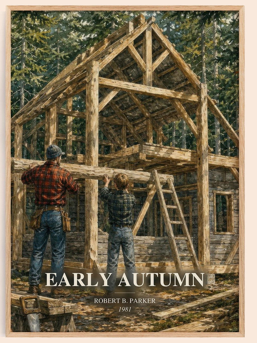 Early Autumn watercolour book poster by Robert B. Parker – framed literary art print