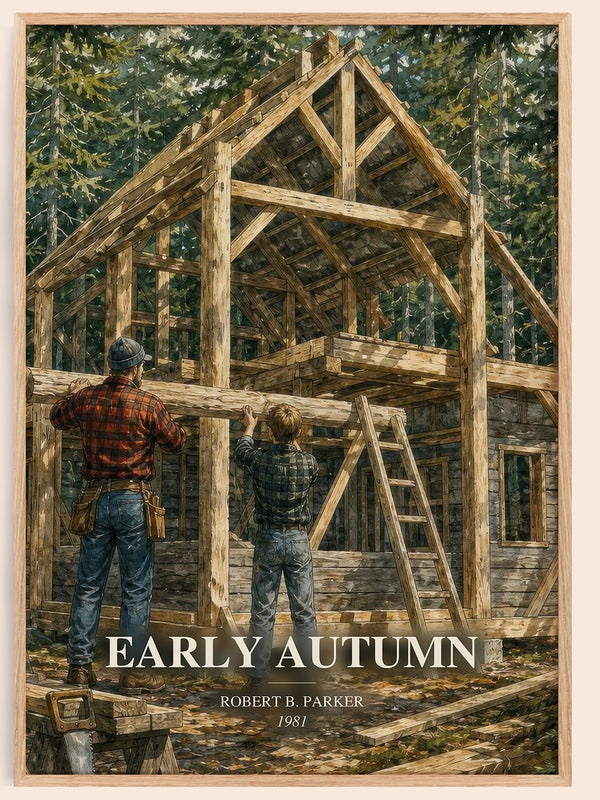 Early Autumn watercolour book poster by Robert B. Parker – framed literary art print