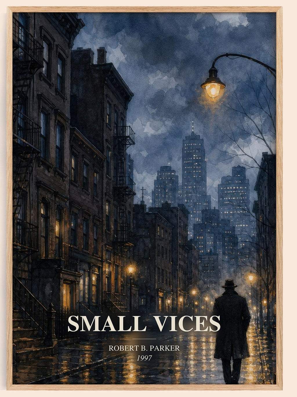 Small Vices watercolour book poster by Robert B. Parker – framed literary art print