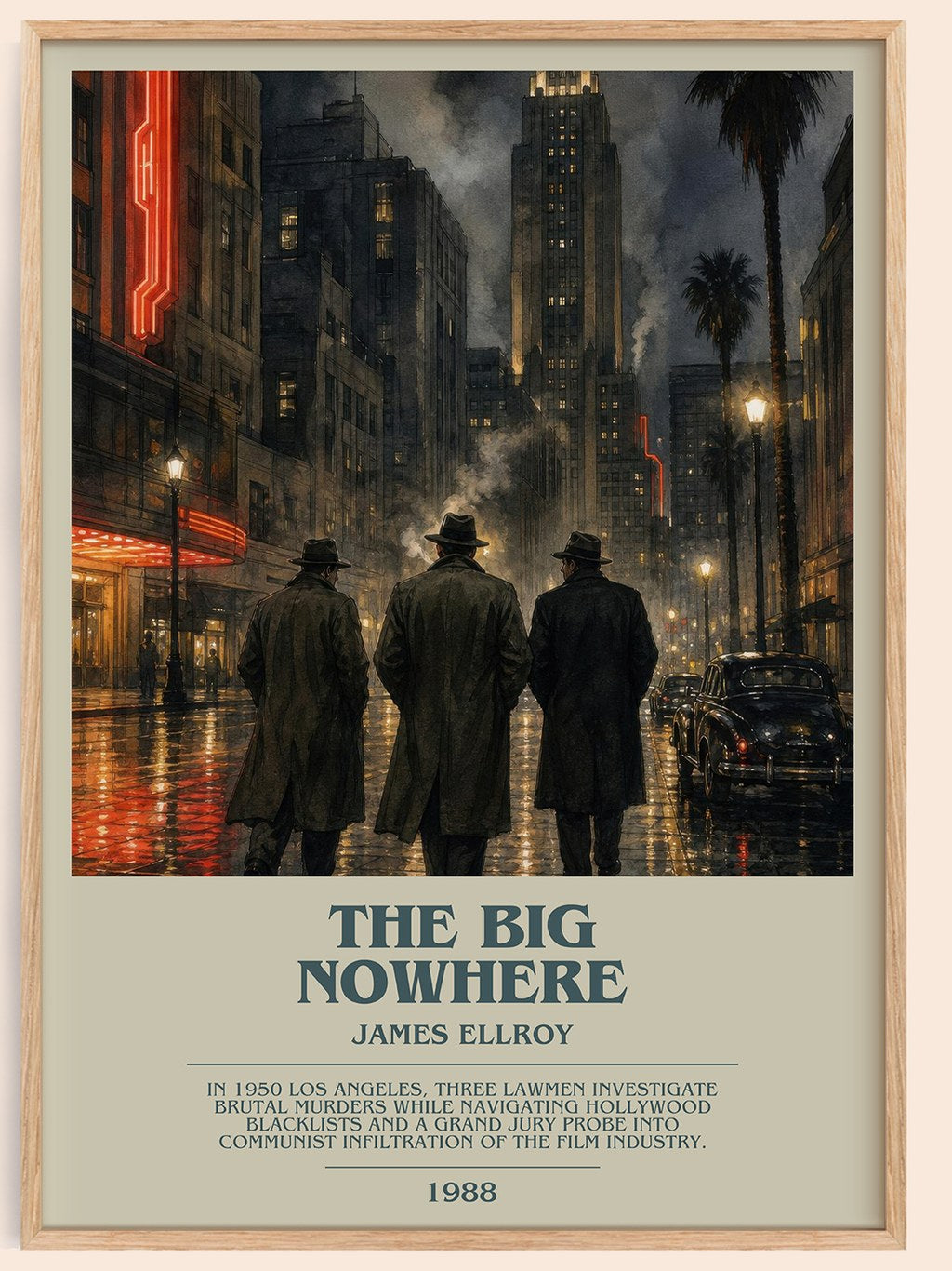 The Big Nowhere bookish book poster by James Ellroy – framed literary art print