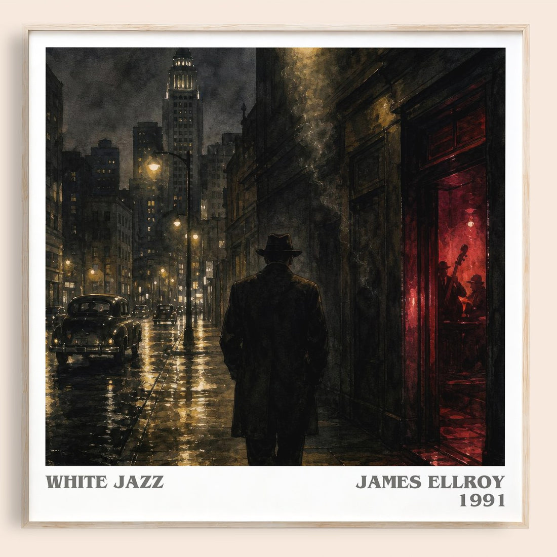 White Jazz literary book poster by James Ellroy – framed literary art print
