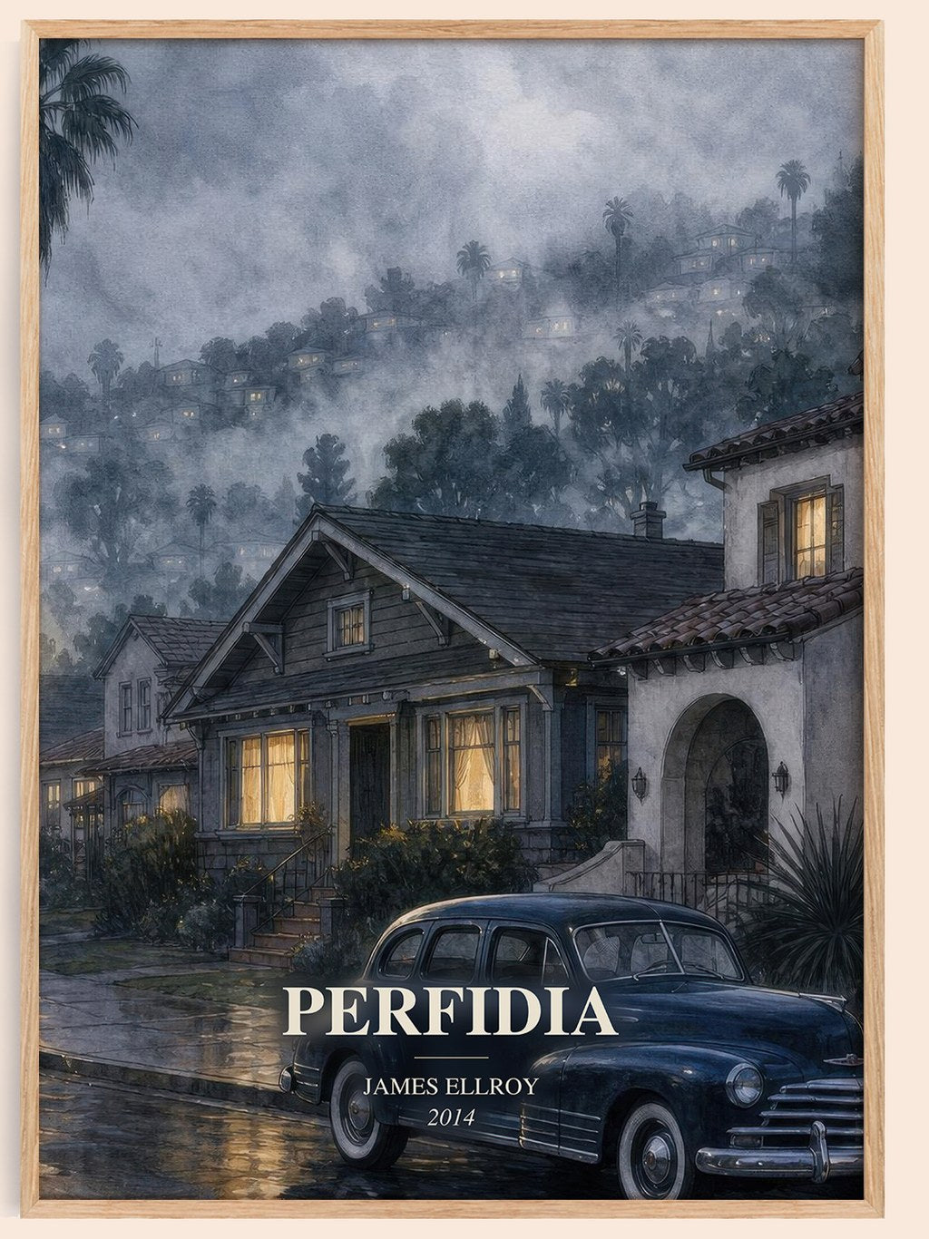 Perfidia watercolour book poster by James Ellroy – framed literary art print