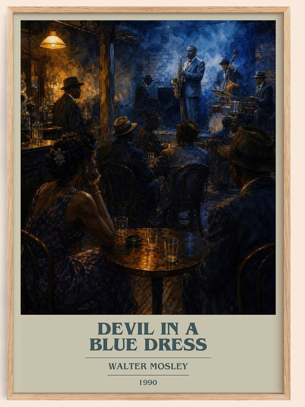 Devil in a Blue Dress book cover book poster by Walter Mosley – framed literary art print