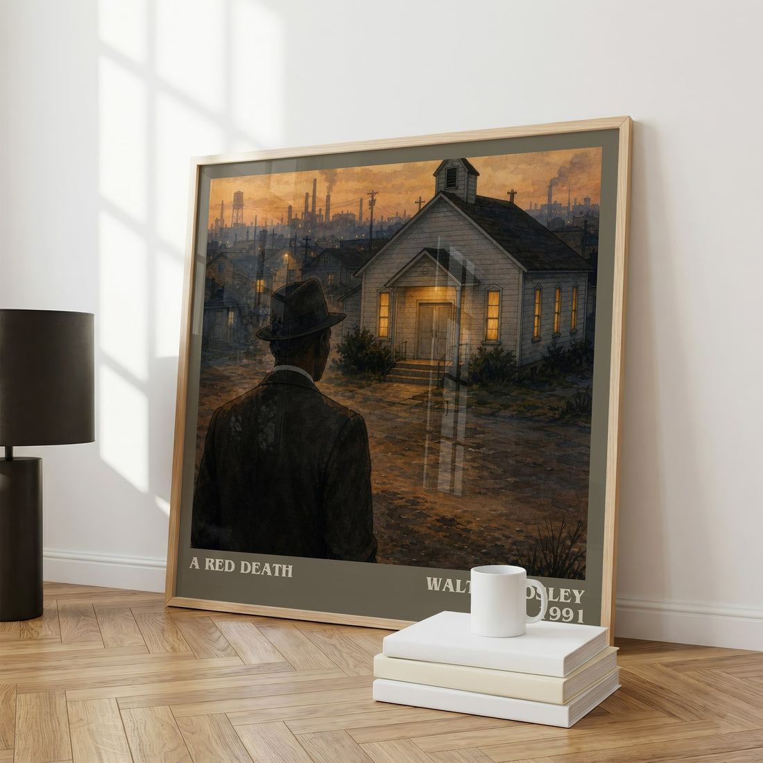 A Red Death literary print framed by window – literary home decor