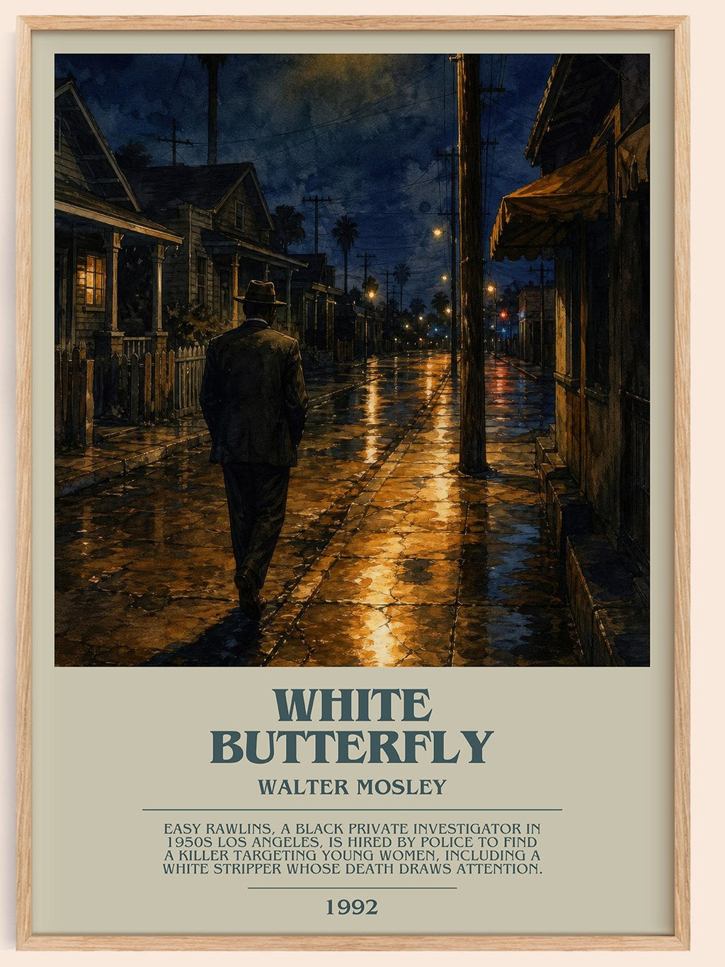 White Butterfly bookish book poster by Walter Mosley – framed literary art print